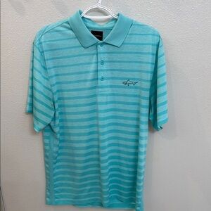 Men's Aqua Striped Golf Polo